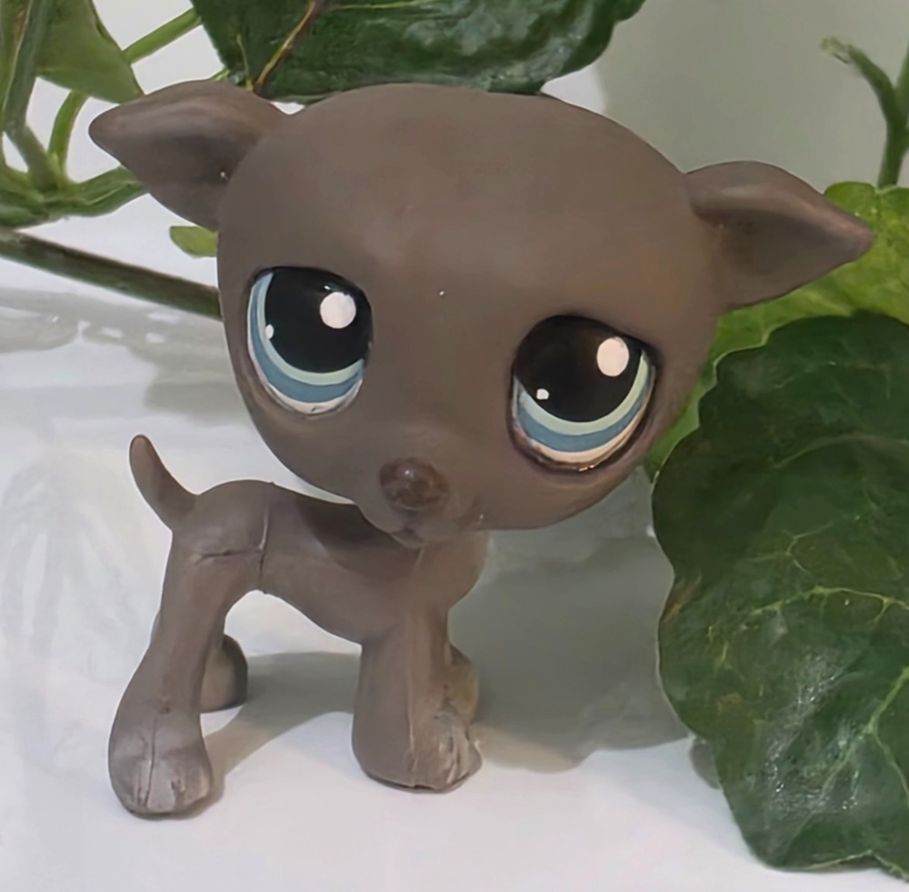Littlest Pet Shop # 319 Gray Greyhound Teal Eyes LPS Hasbro